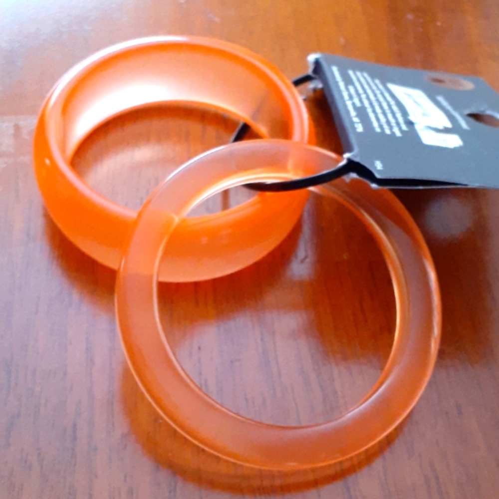 Bangles orange translucent set of 2 NEW
